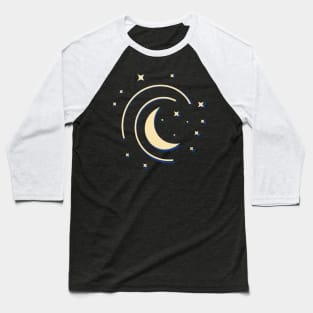 Minimal Moon Logo, Celestial Gothic Planet Night Sky Stars Art Baseball T-Shirt